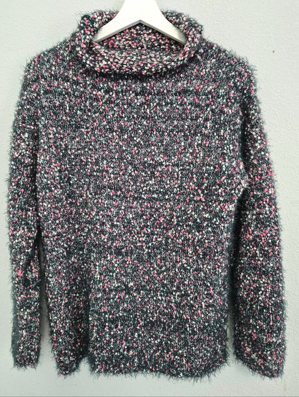 Loft Eyelash Speckled Dot Textured Knit Rolled Turtleneck Sweater M Cozy